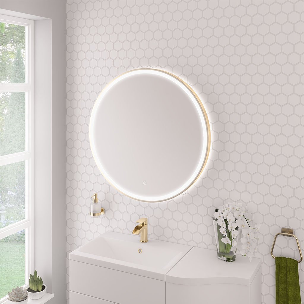 Levone 600x600mm LED Framed Bathroom Mirror - Brushed Brass