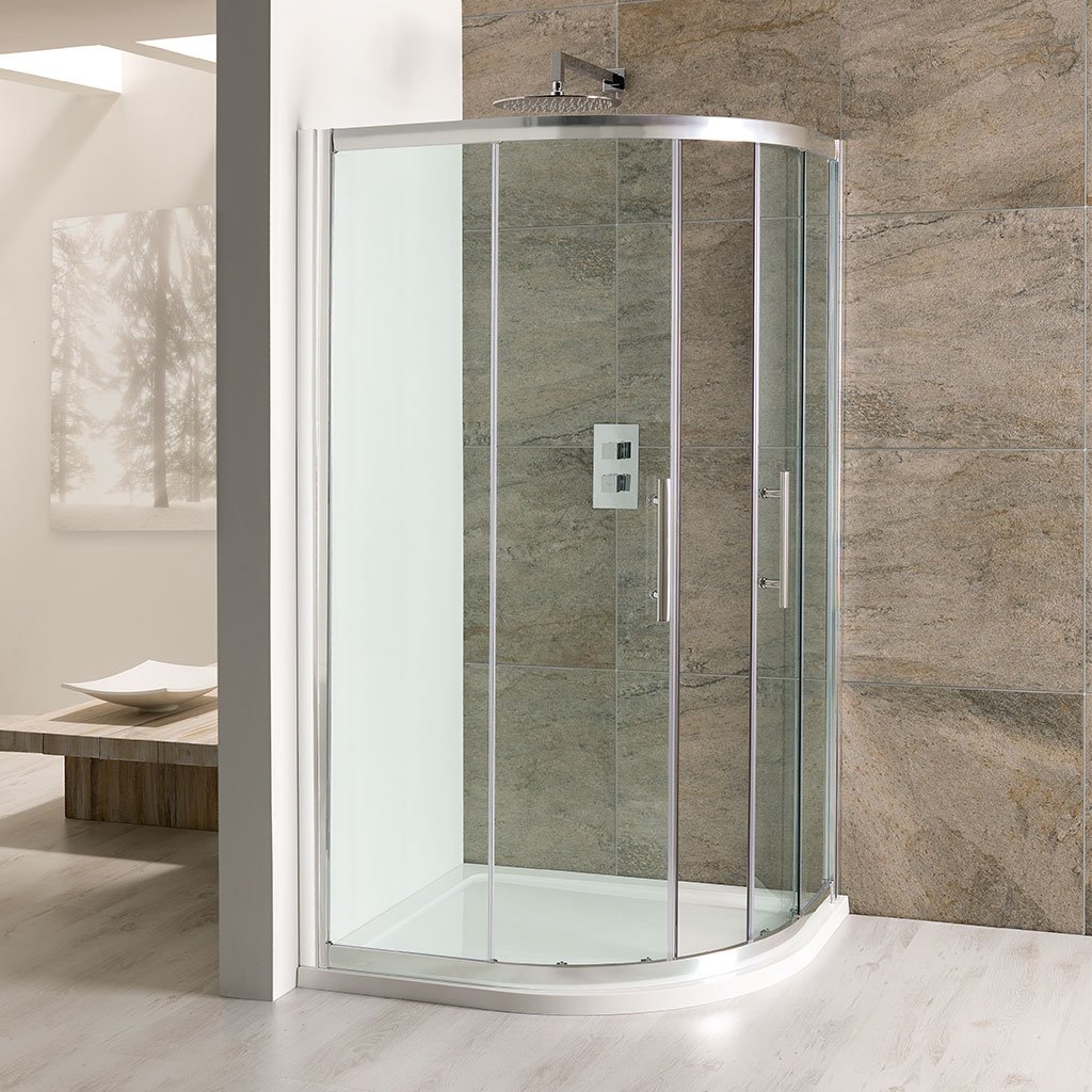 Volente 6mm Easy Clean 1100x700mm Offset Quadrant Shower Enclosure - Chrome