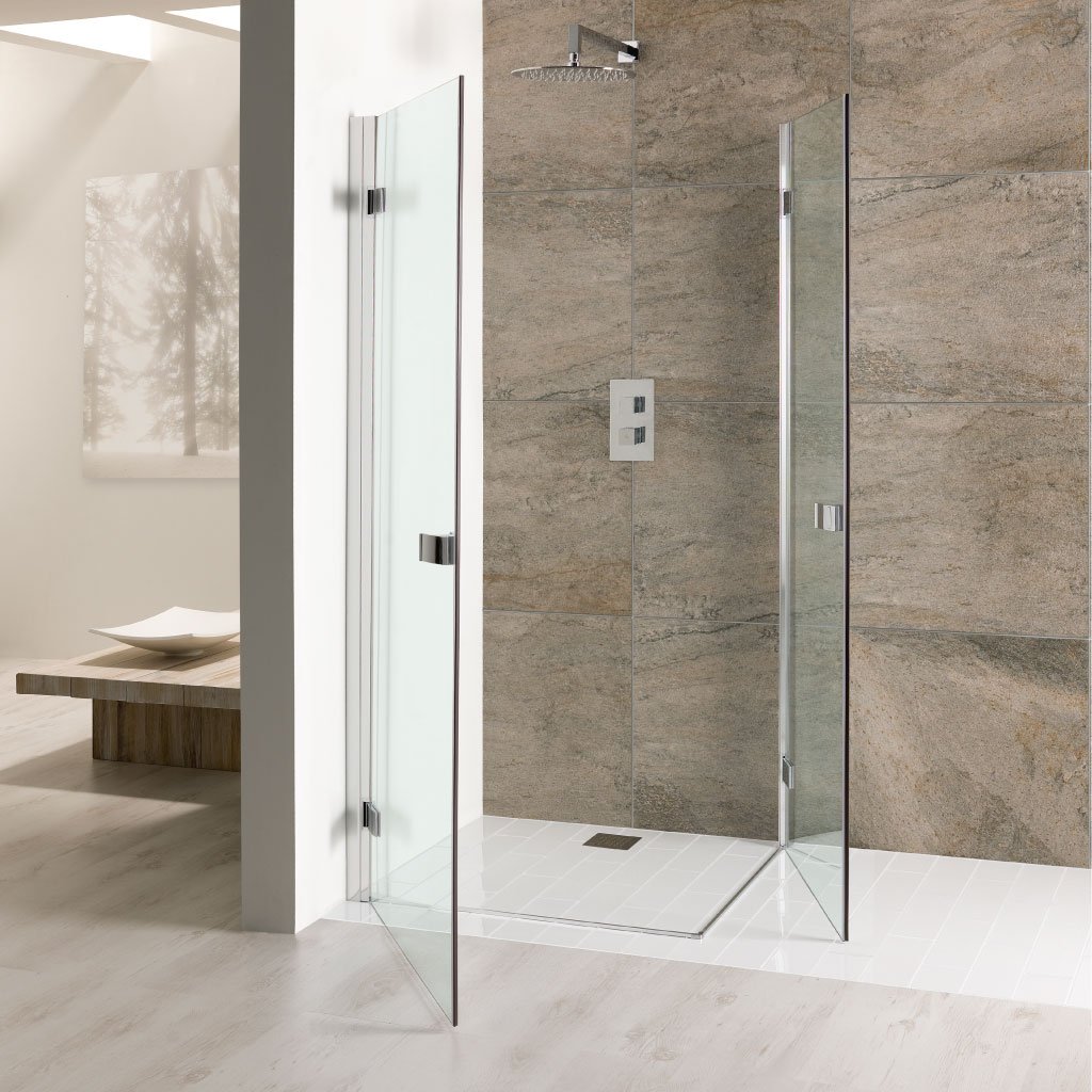 Volente 1850mm x 800mm Double Hinge Shower Door - Chrome Profiles