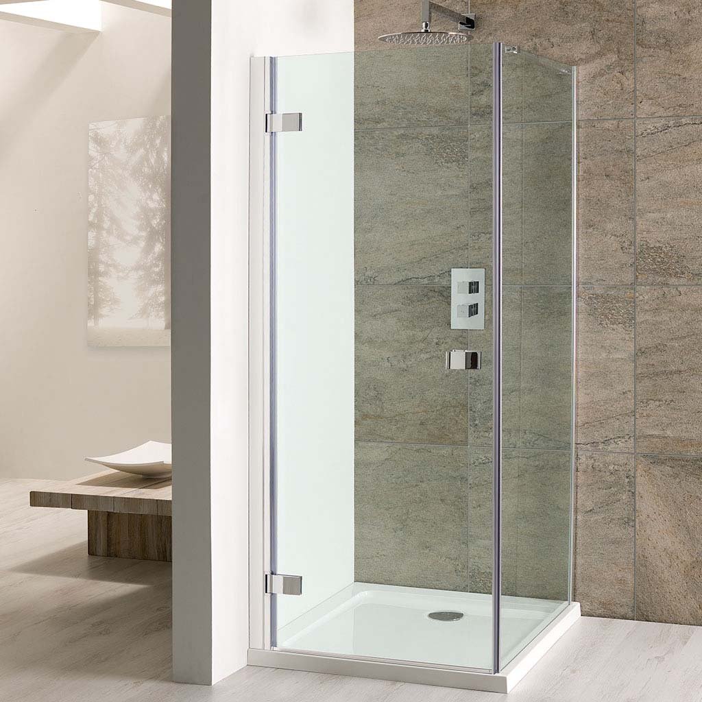 Volente 1850mm x 760mm Frameless Hinge Shower Door - Chrome Profiles