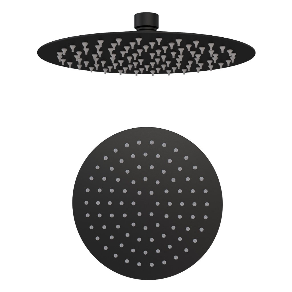 8" (200mm) Round Fixed Over Head Shower Head - Matt Smooth Black