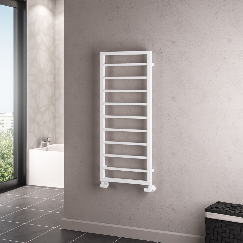 Ryton 1200 x 500mm. Towel Rail Matt White