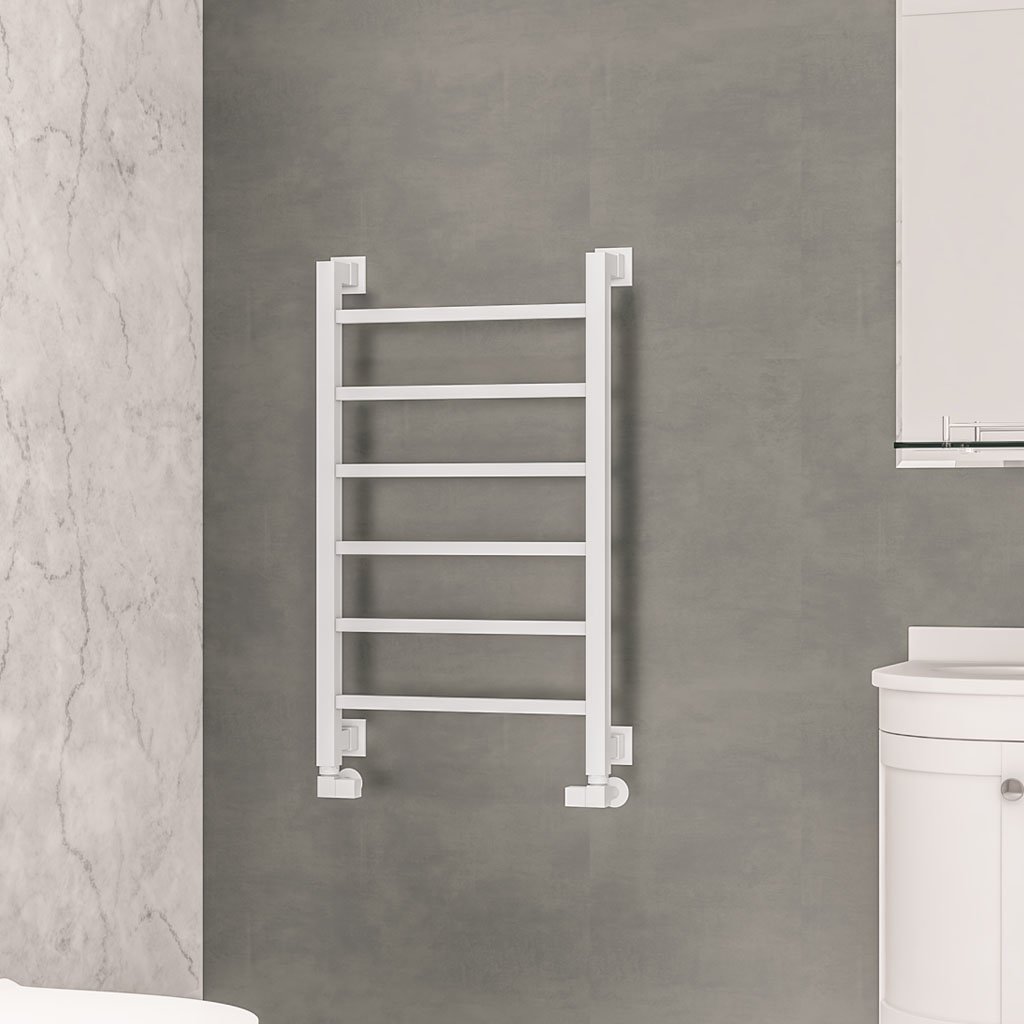 Loxley 800 x 500mm. Towel Rail Matt White