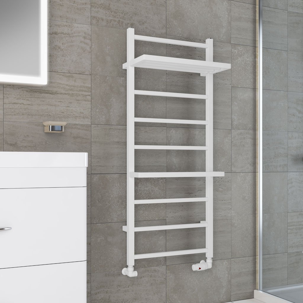 Launton Designer Towel Rail 1200x500mm Matt White