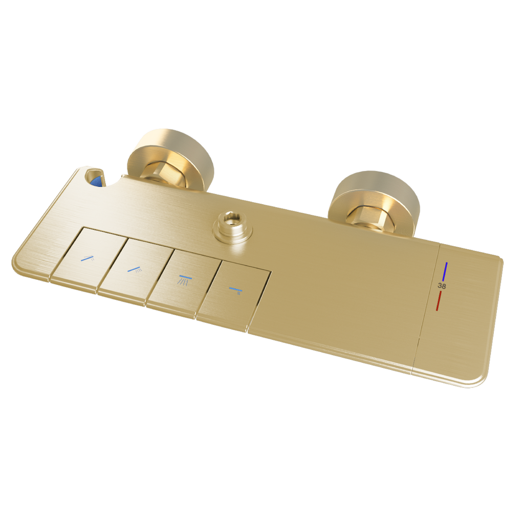 Exposed Thermostatic Shelf Shower set - Brushed Brass