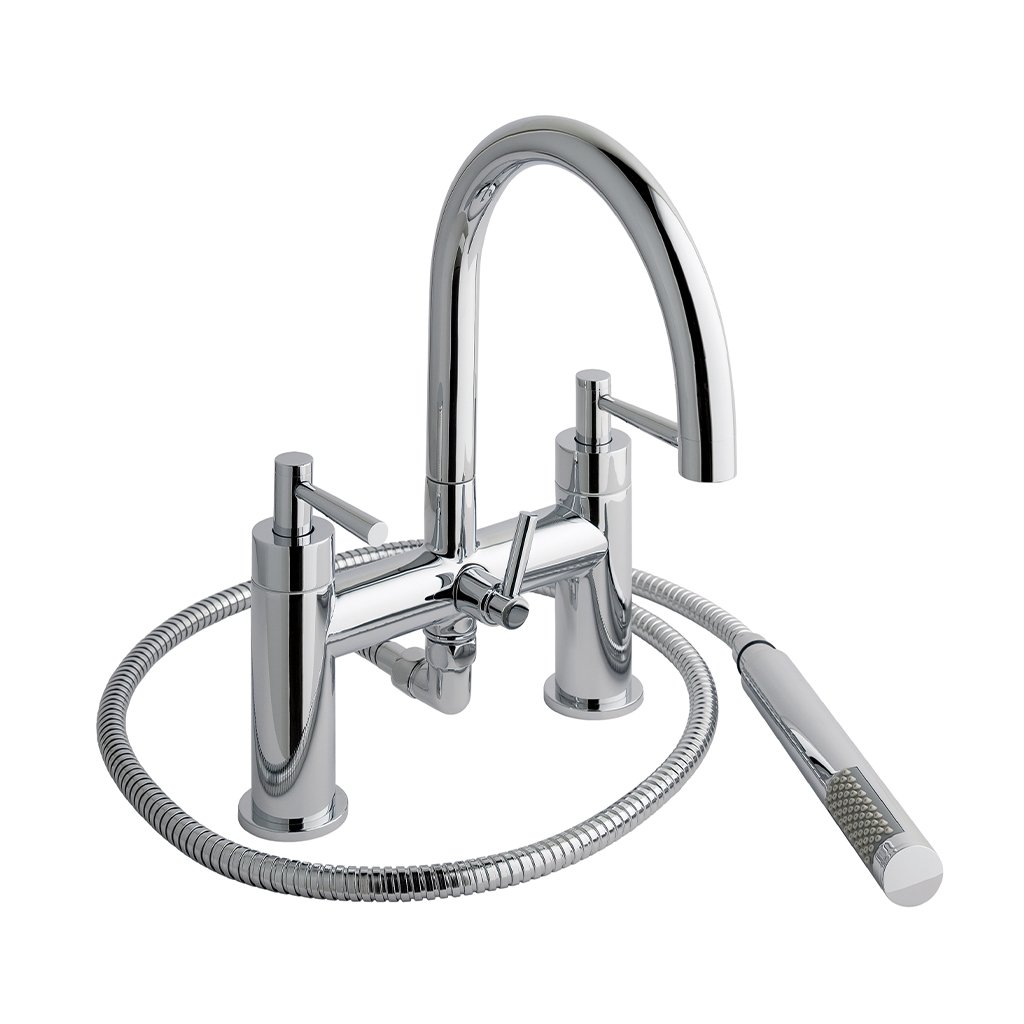 Prado Lever 4 Tap Hole Bath Shower Mixer Tap (BSM) with Handset Chrome