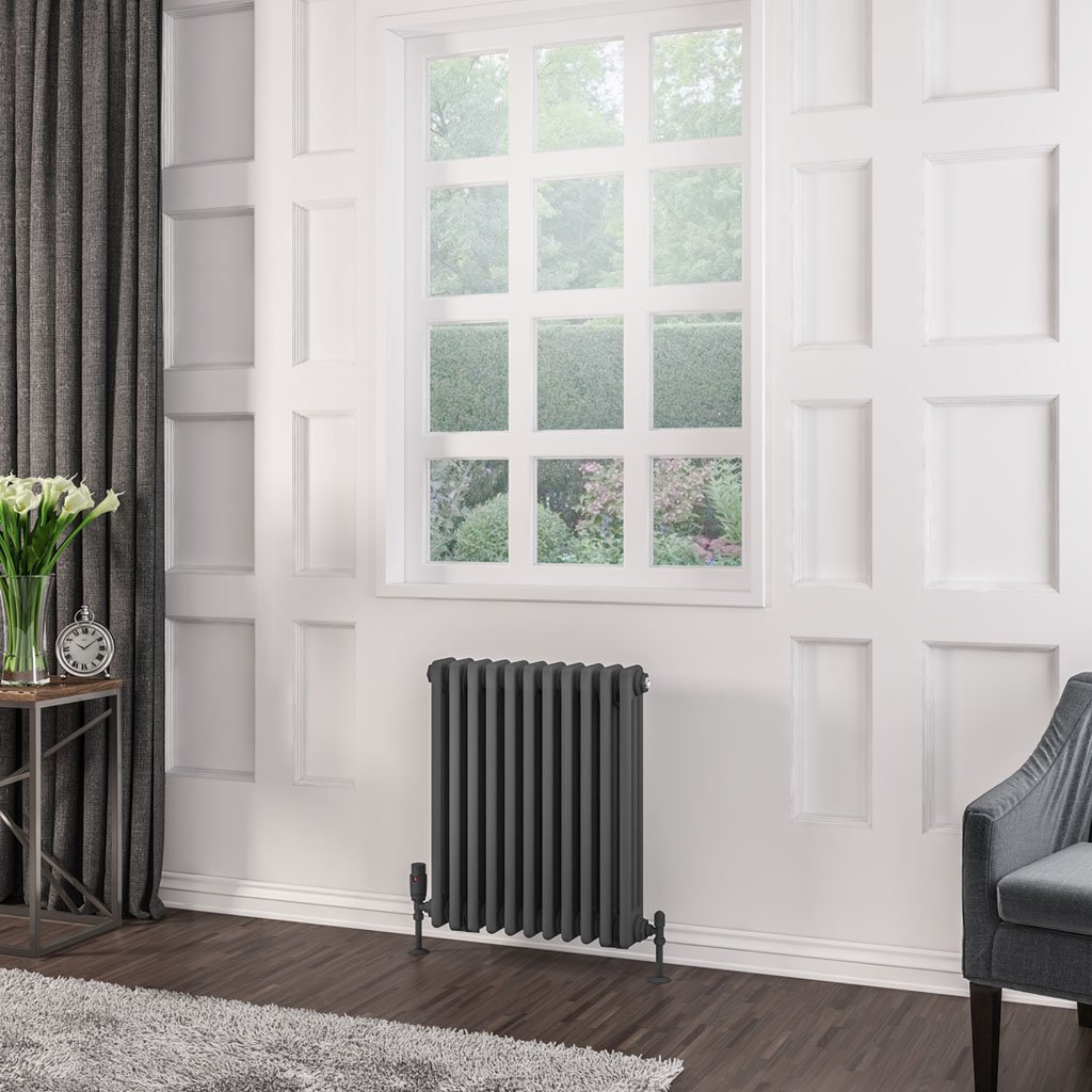 Rivassa 3 Column Radiator 600 x 518mm Matt Anthracite