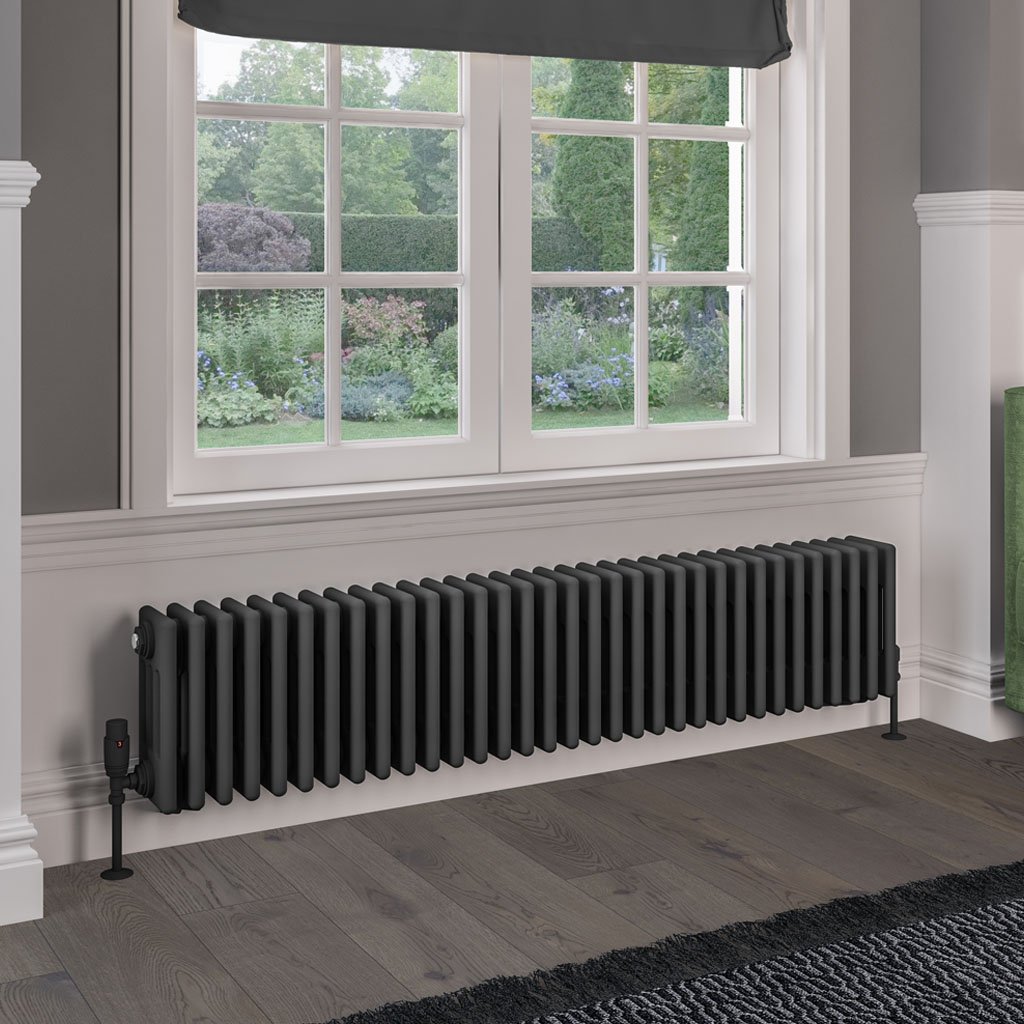 Rivassa 4 Column Radiator 300 x 1505mm Matt Anthracite