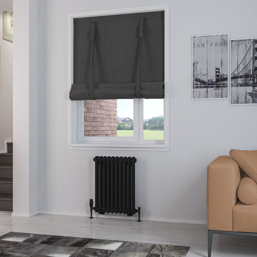 Rivassa 2 Column Radiator 600 x 473mm Matt Black