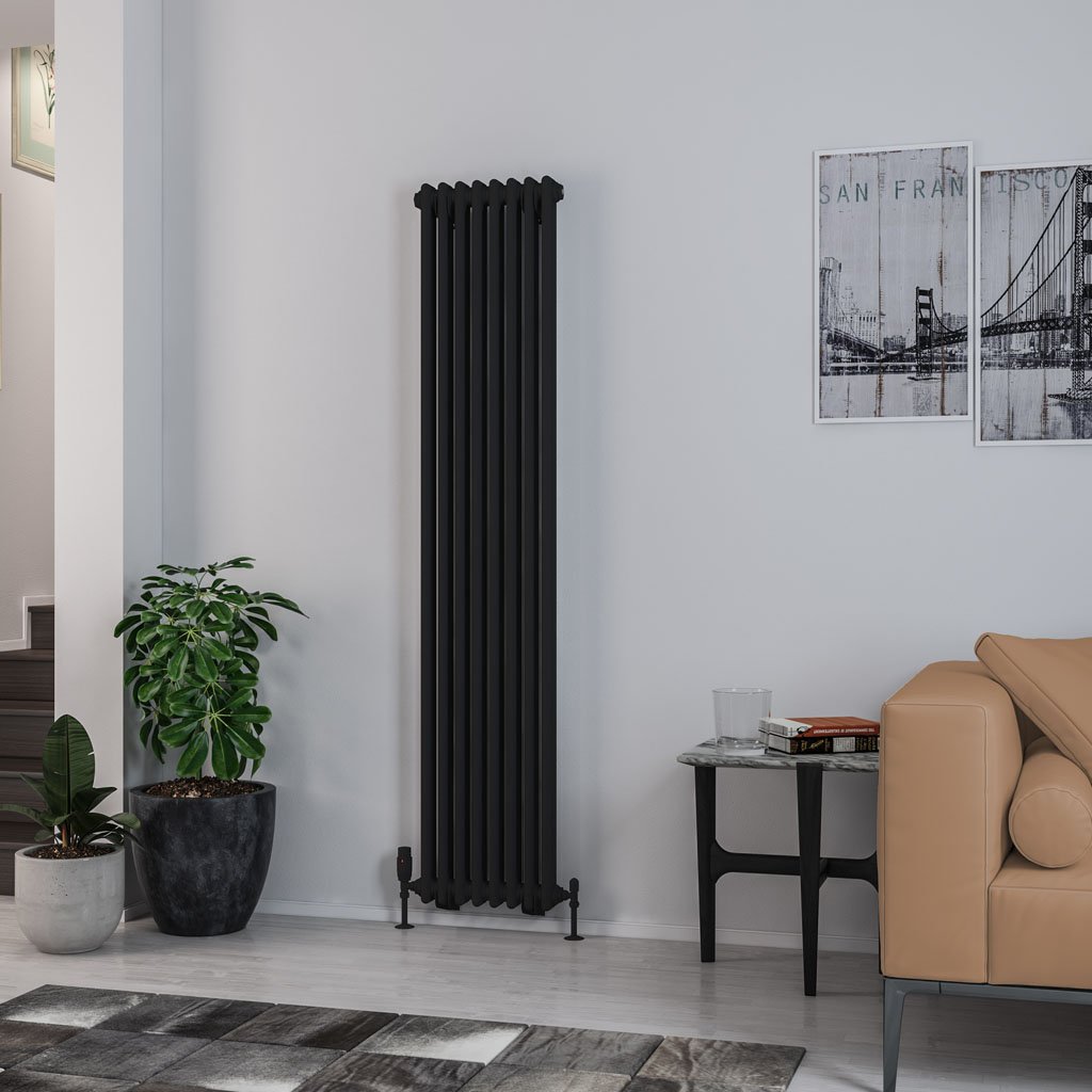 Rivassa 2 Column Radiator 1800 x 383mm Matt Black