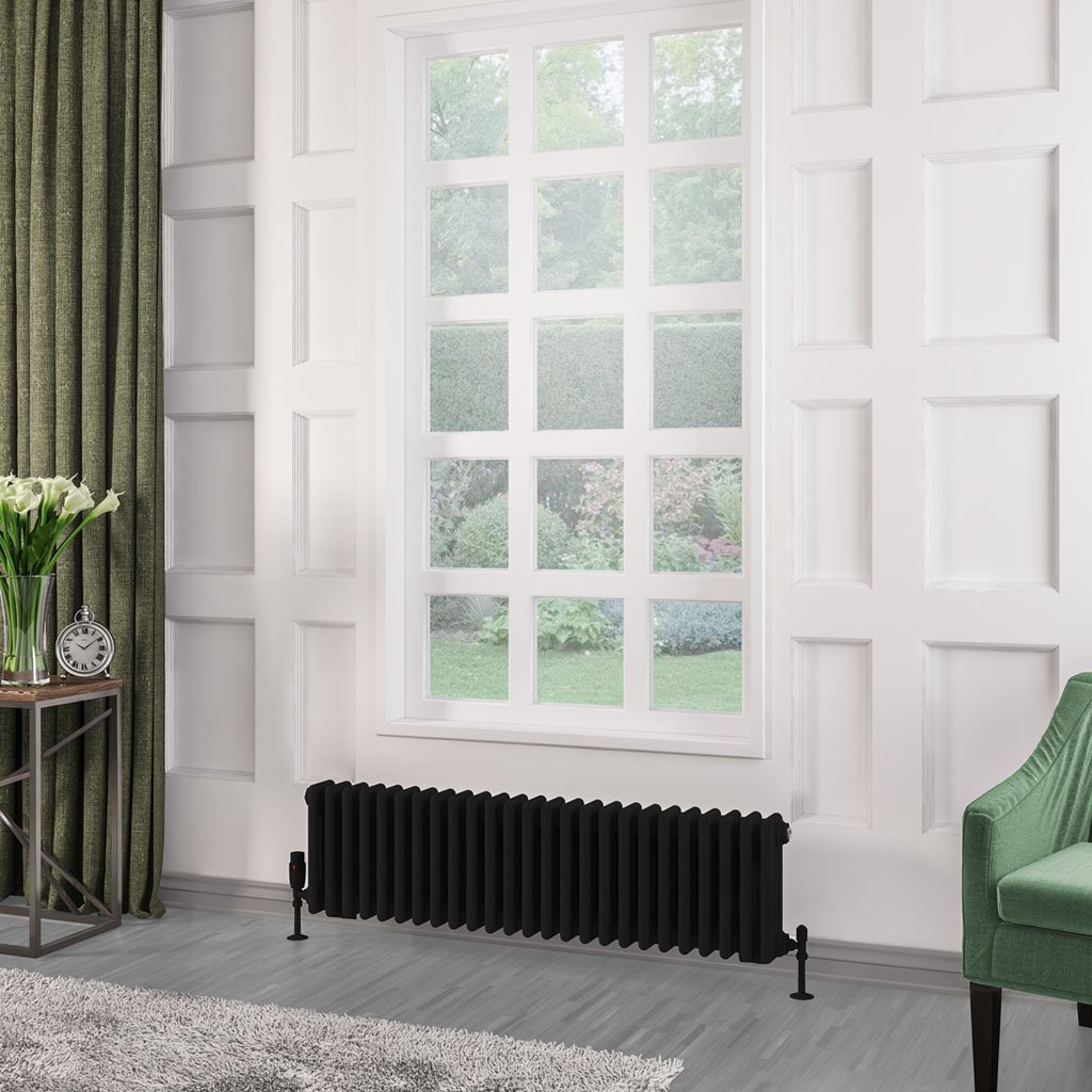 Rivassa 3 Column Radiator 300 x 1148mm Matt Black