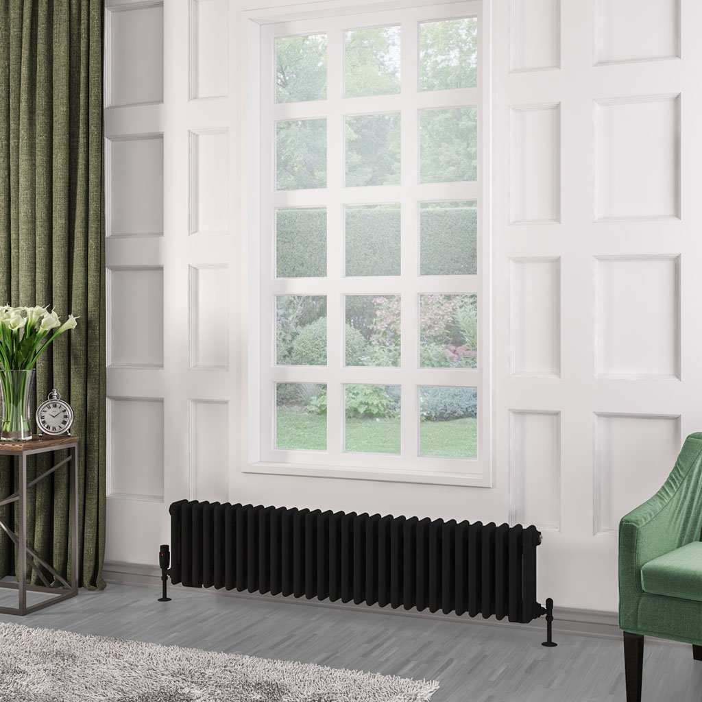 Rivassa 3 Column Radiator 300 x 1373mm Matt Black