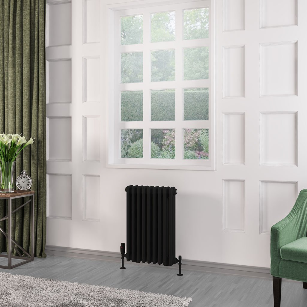 Rivassa 3 Column Radiator 600 x 428mm Matt Black