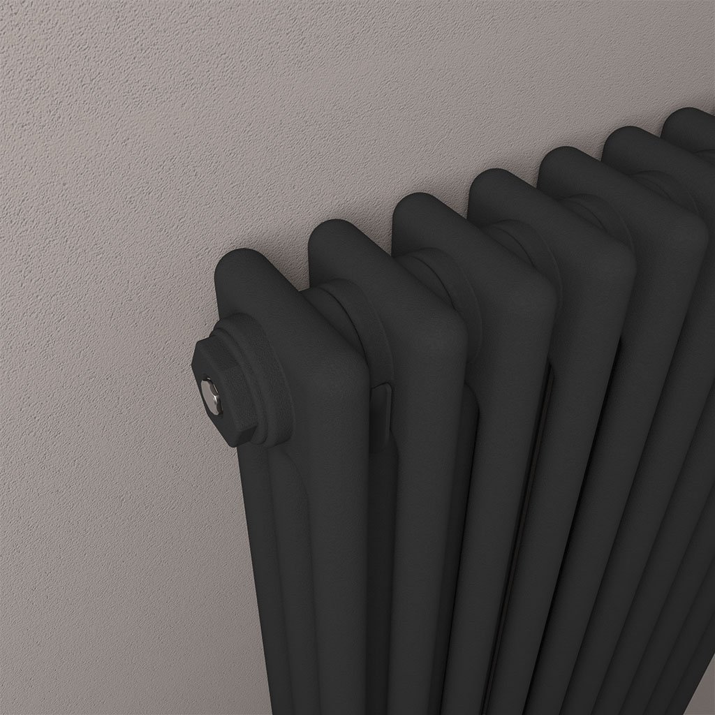 Rivassa 3 Column Radiator 600 x 428mm Matt Black