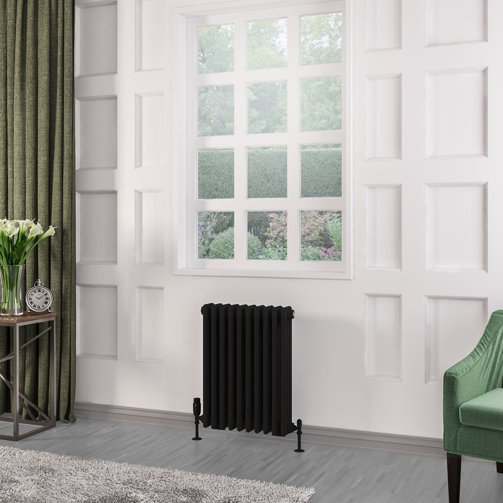 Rivassa 3 Column Radiator 600 x 473mm Matt Black