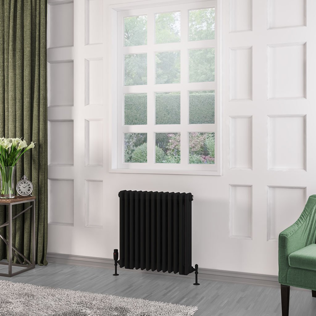 Rivassa 3 Column Radiator 600 x 608mm Matt Black