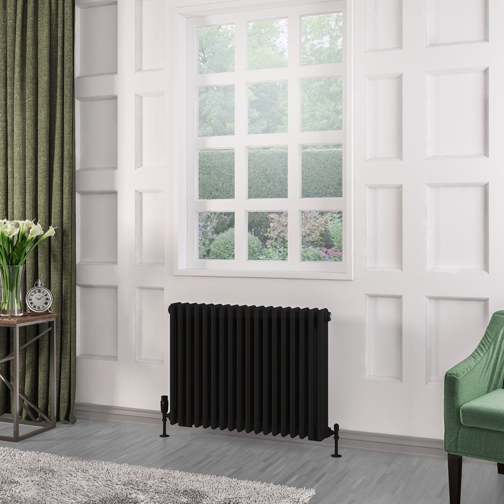 Rivassa 3 Column Radiator 600 x 833mm Matt Black