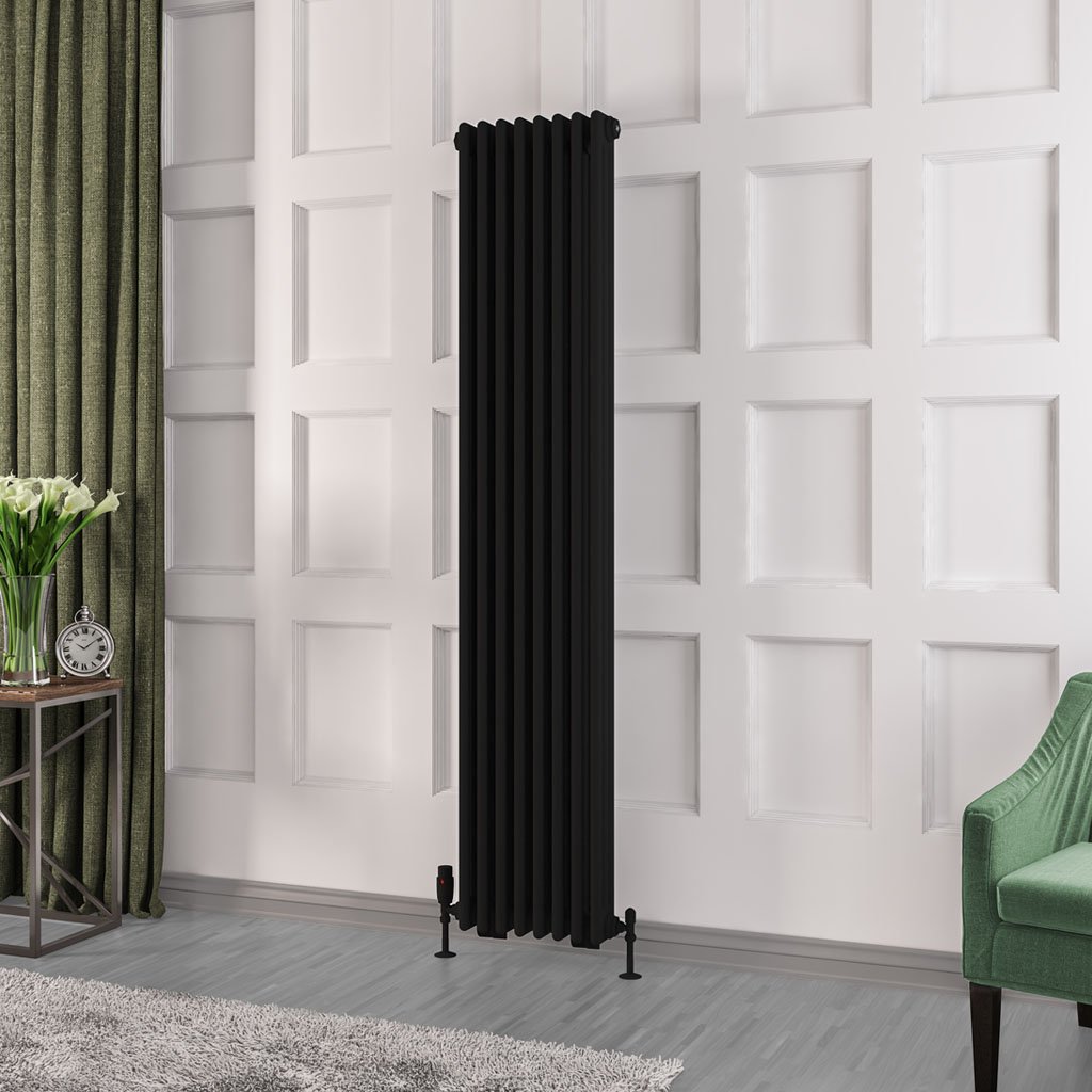 Rivassa 3 Column Radiator 1800 x 383mm Matt Black