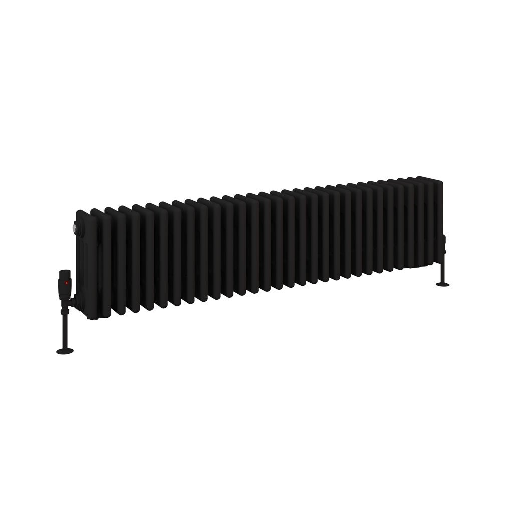 Rivassa 4 Column Radiator 300 x 1373mm Matt Black