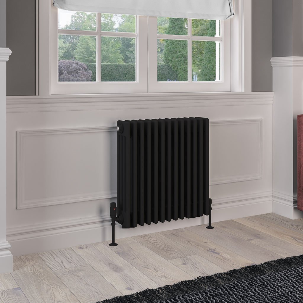 Rivassa 4 Column Radiator 600 x 605mm Matt Black