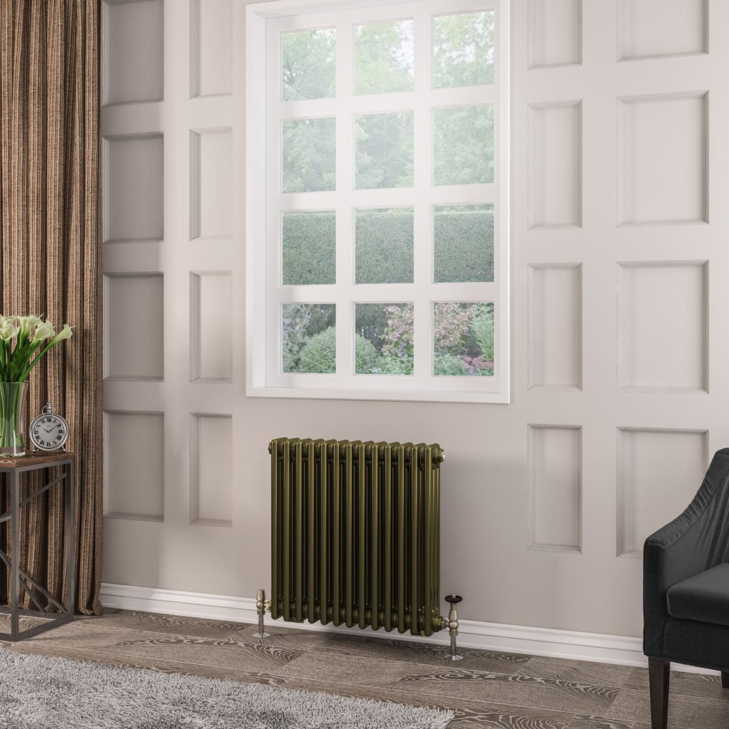 Rivassa 3 Column Radiator 600 x 608mm Bronze Olive