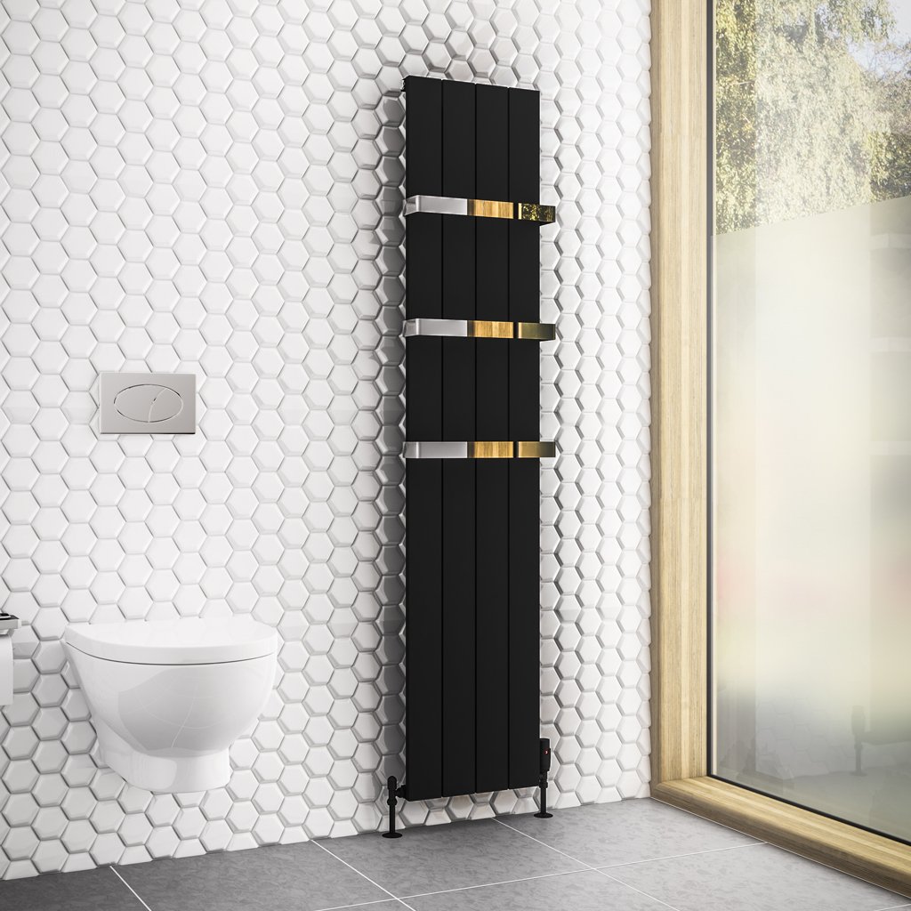 Rosano 1800 x 375 Aluminium Radiator Matt Black