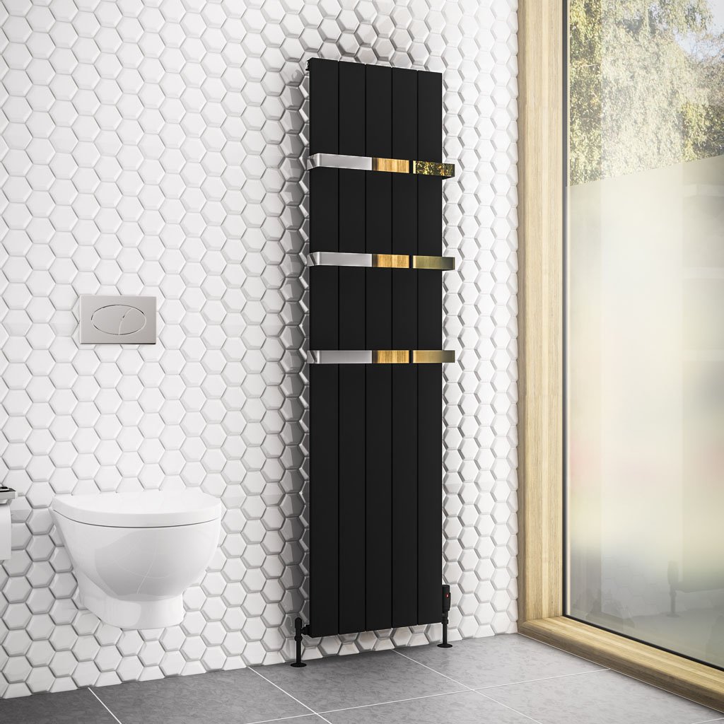 Rosano 1800 x 470 Aluminium Radiator Matt Black