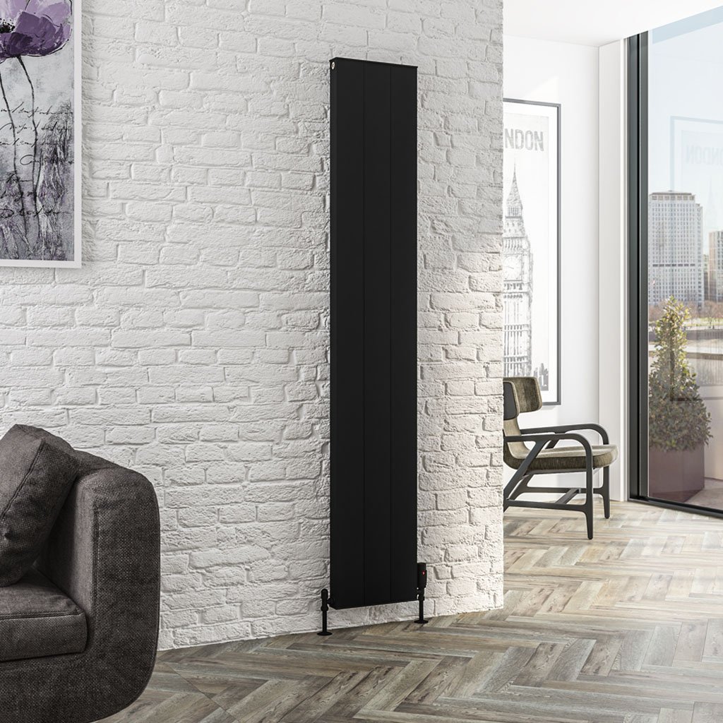 Vesima 1800 x 303 Aluminium Radiator Matt Black