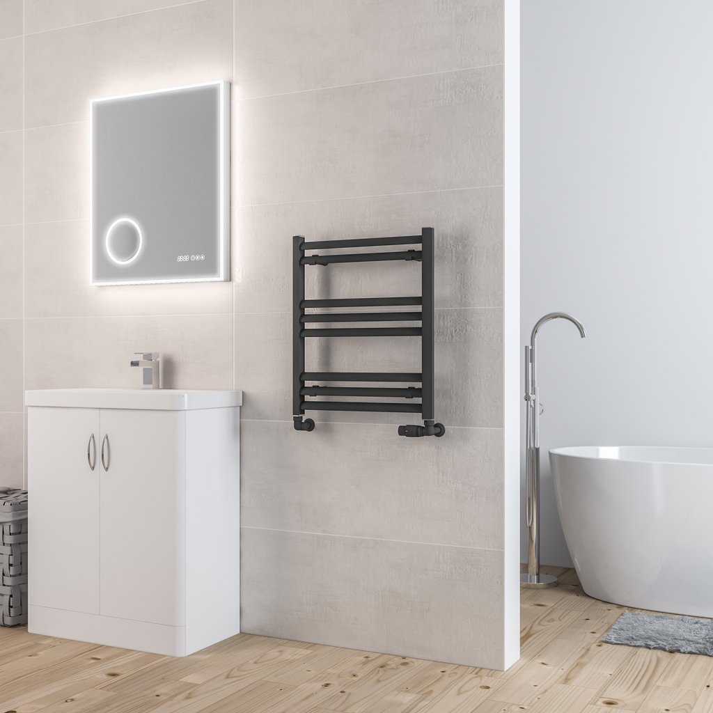 Velor 600 x 500 Aluminium Towel Rail Matt Anthracite