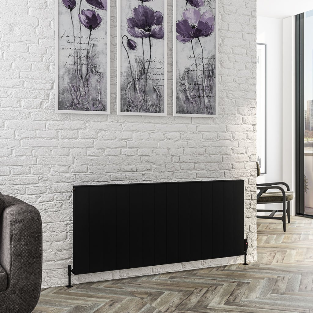 Vesima 600 x 1403 Aluminium Radiator Matt Black