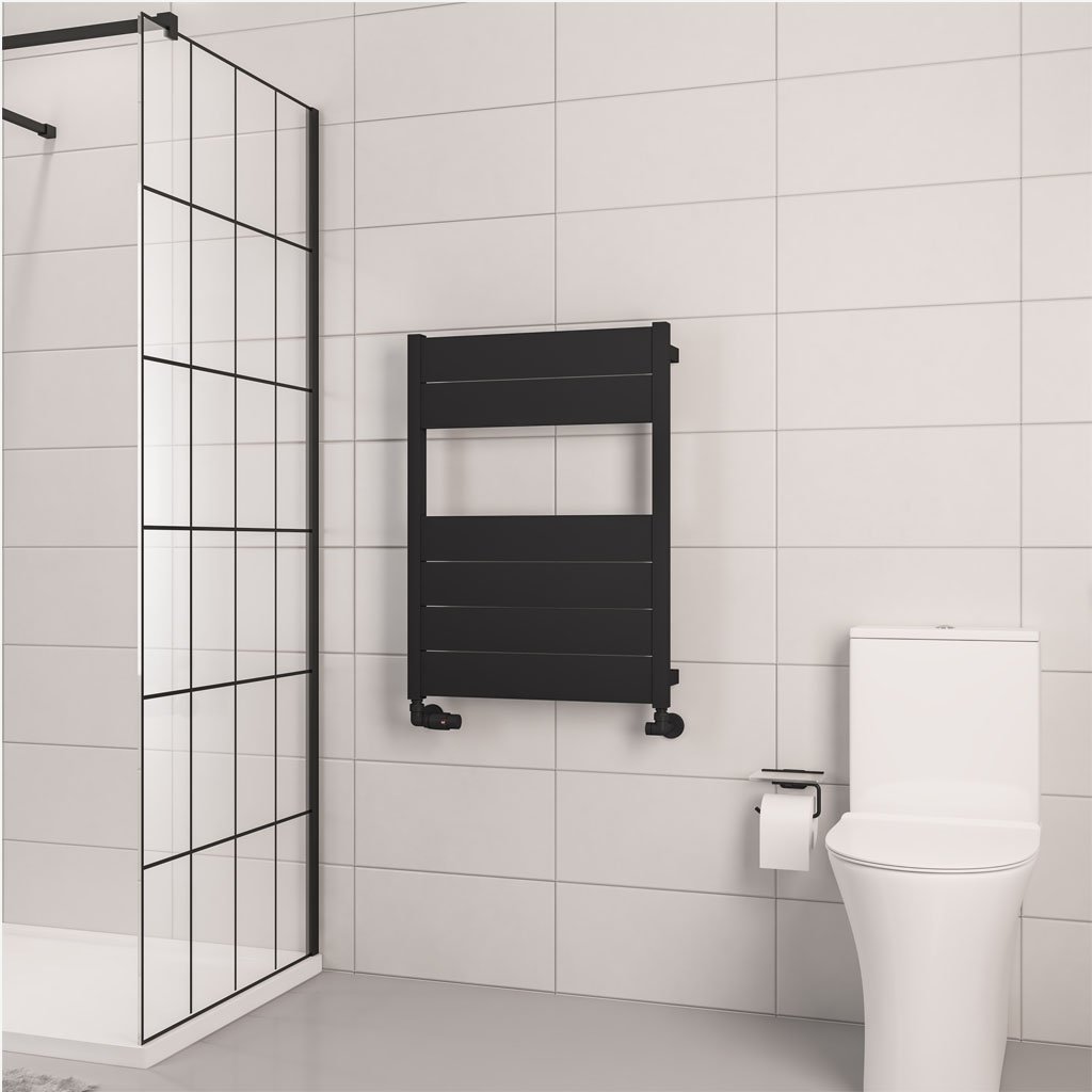 Kingswood Slimline 820 x 600 Aluminium Towel Rail Matt Black