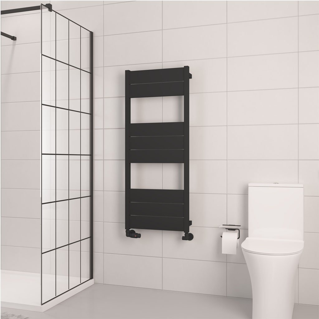 Kingswood Slimline 1220 x 500 Aluminium Towel Rail Matt Black