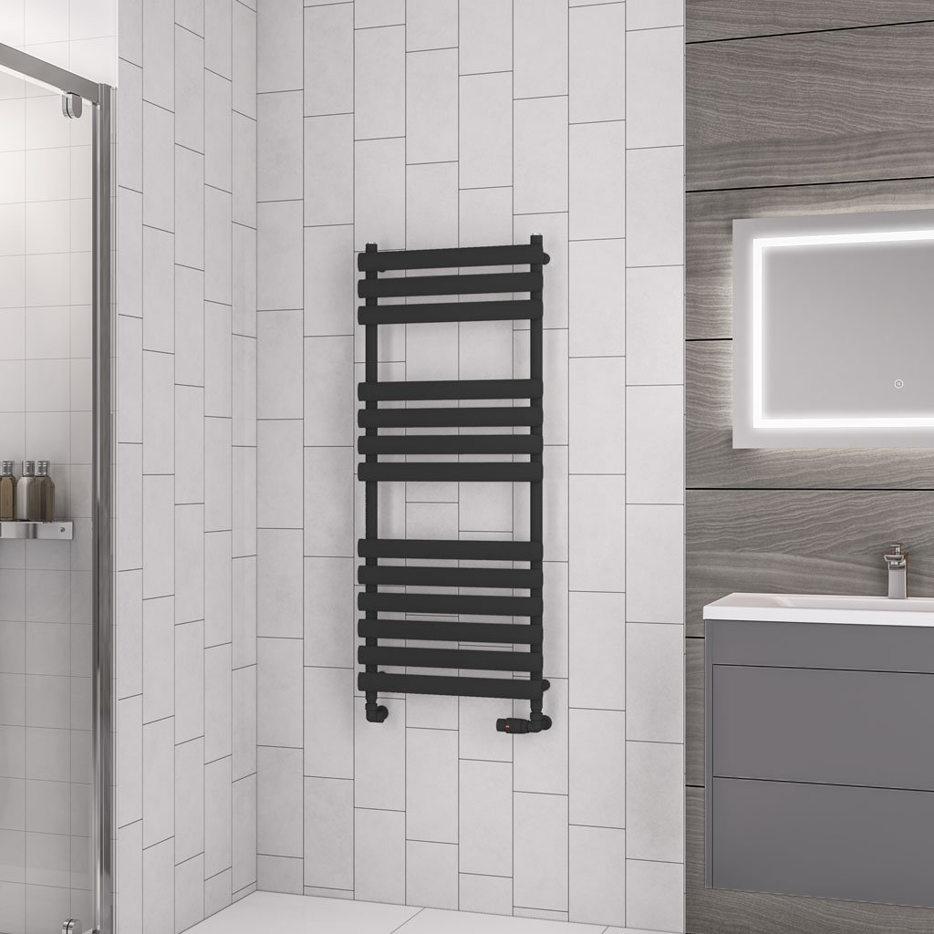 Tunstall 1200 x 500 Towel Rail Matt Black