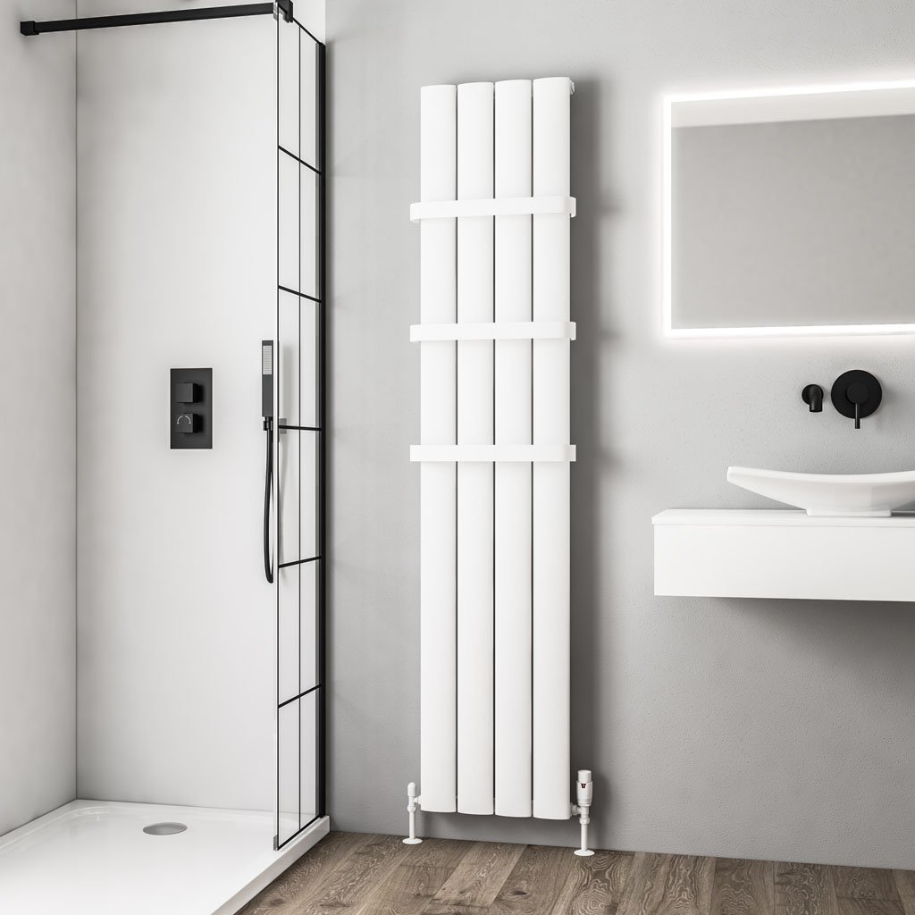 Malmesbury 1800 x 375 Aluminium Radiator Matt White