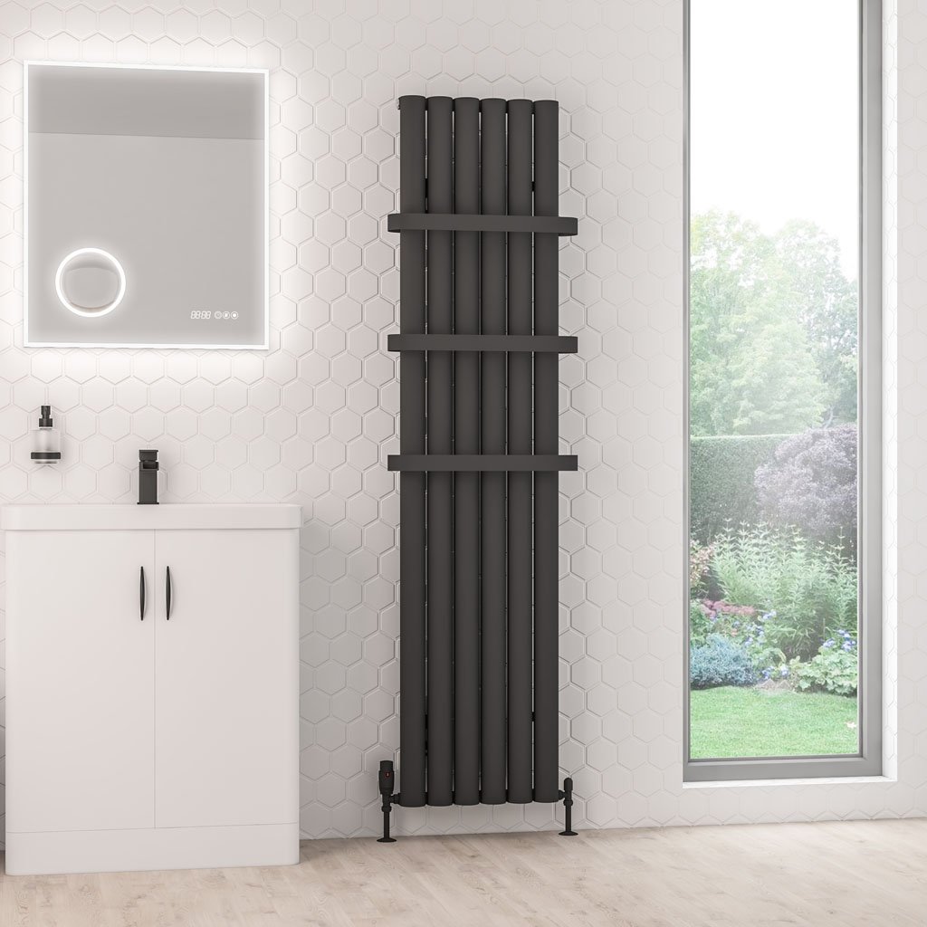 Kelmscott 1800 x 415 Aluminium Radiator Matt Anthracite