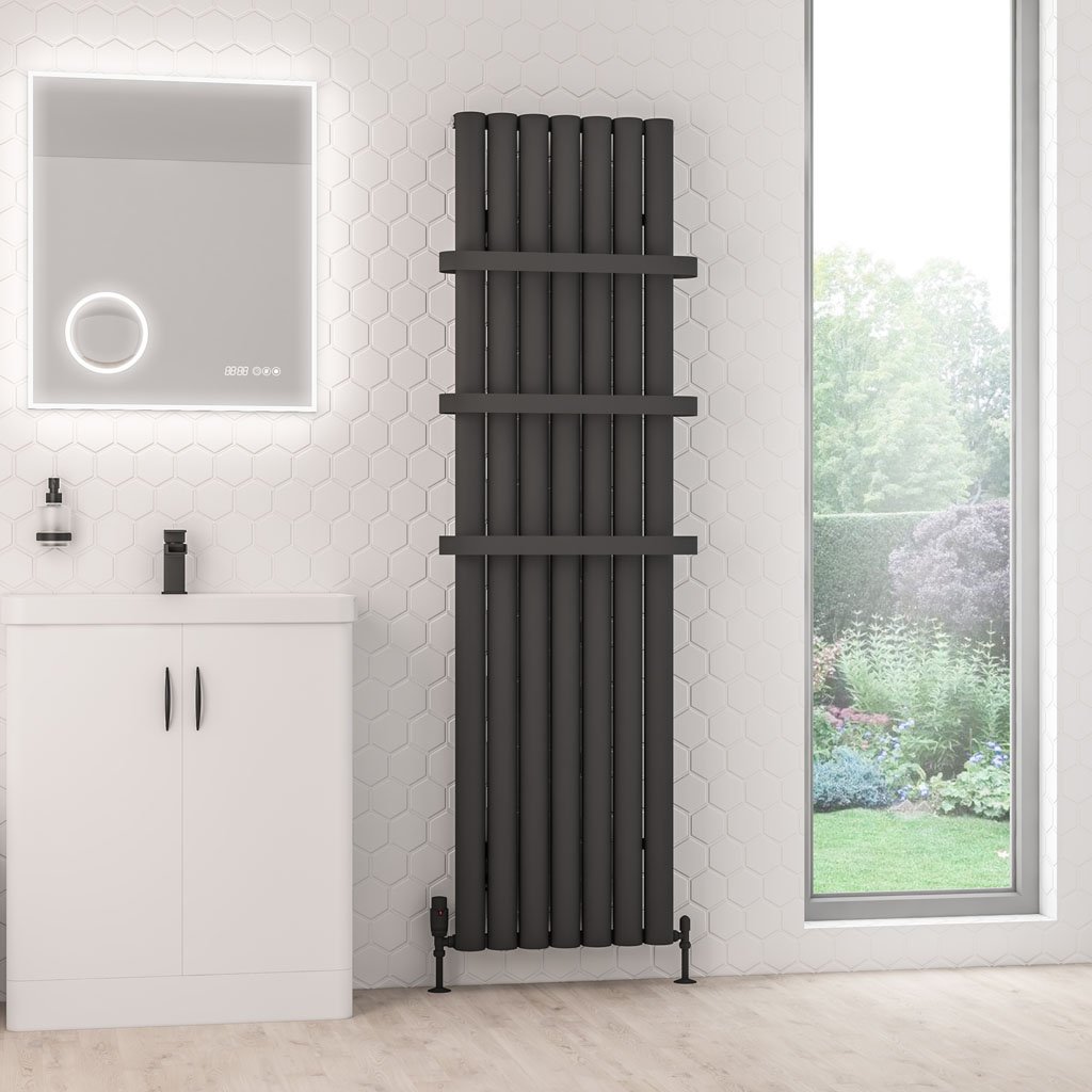 Kelmscott 1800 x 485 Aluminium Radiator Matt Anthracite