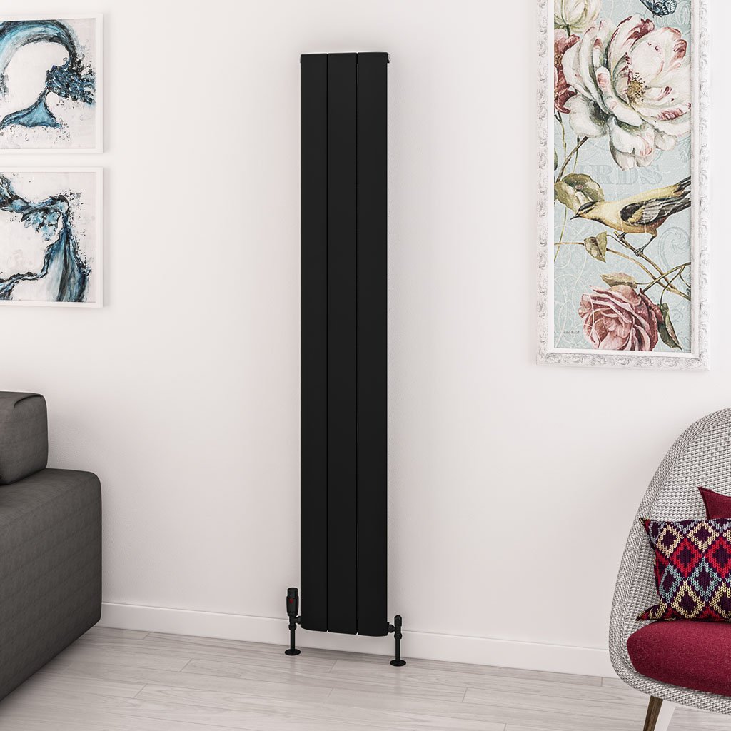 Withington 1800 x 280 Aluminium Radiator Matt Black