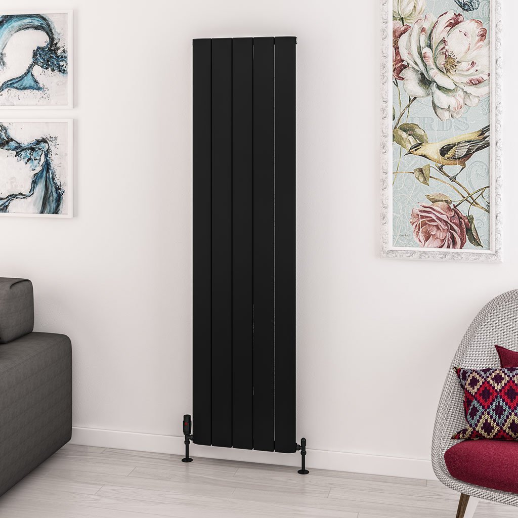 Withington 1800 x 470 Aluminium Radiator Matt Black