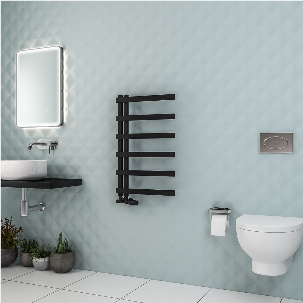 Platani 800 x 500mm Towel Rail Matt Black