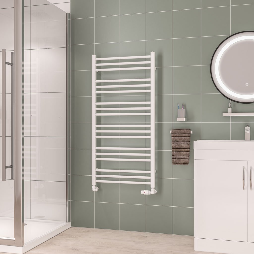 Corinium Round 1200 x 600 Towel Rail Gloss White