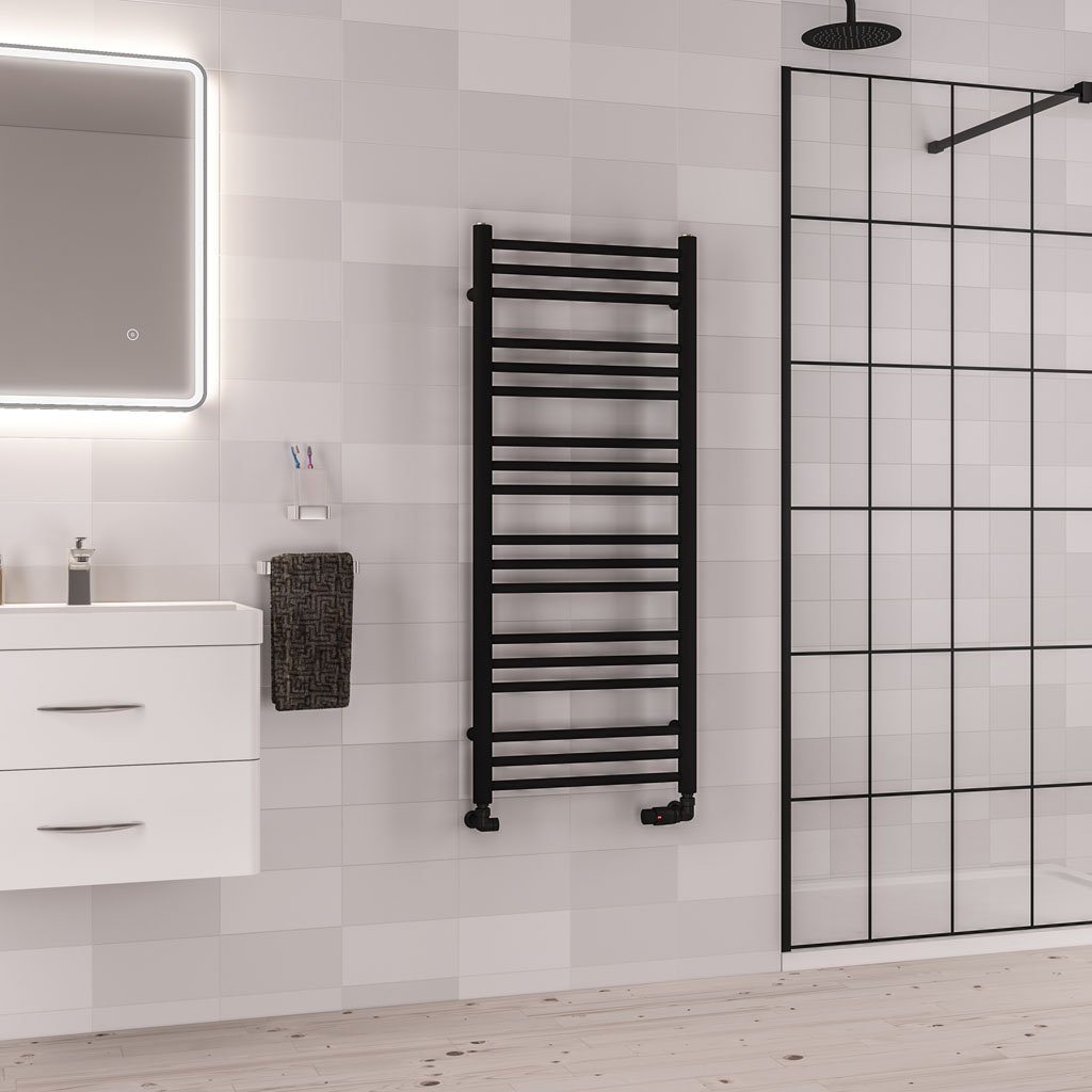 Corinium Round 1200 x 500 Towel Rail Matt Black