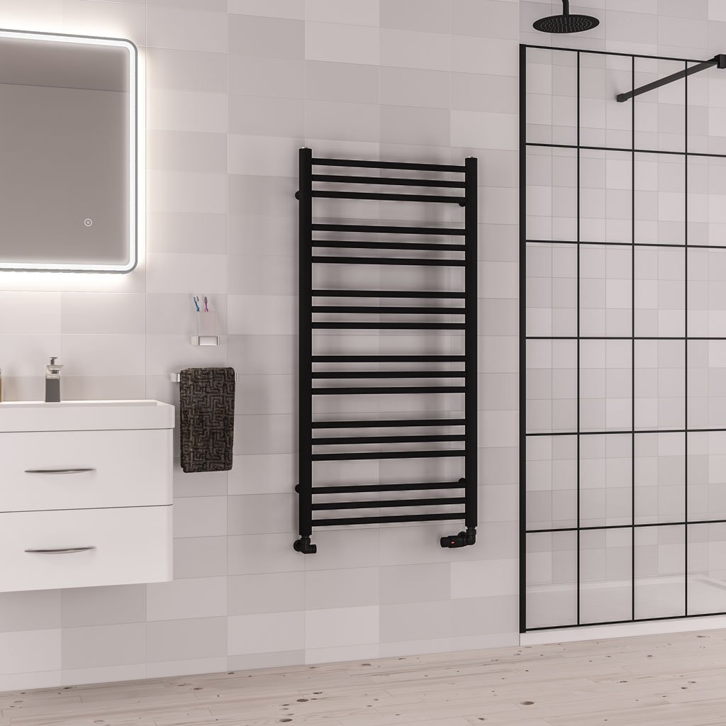 Corinium Round 1200 x 600 Towel Rail Matt Black