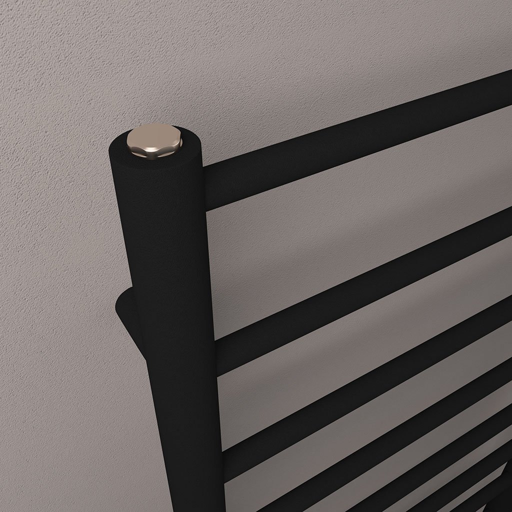 Tuscan Round 800 x 500 Towel Rail Matt Black