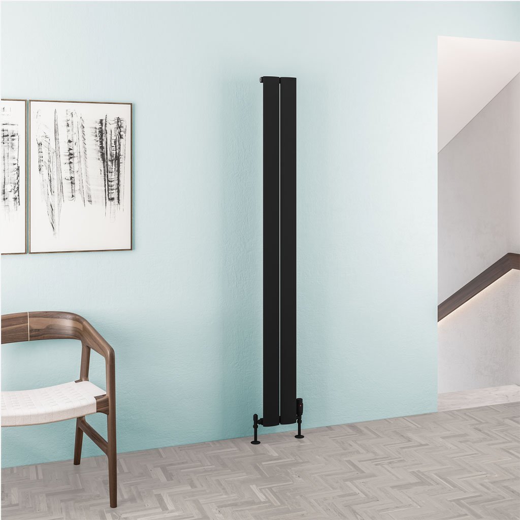 Malmesbury 1800 x 185 Aluminium Radiator Matt Black