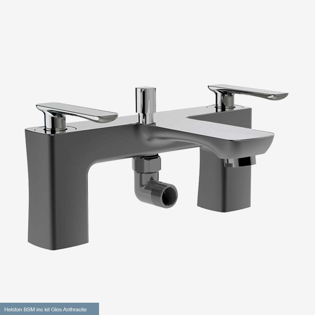 Helston Bath Shower Mixer Tap (BSM) with Handset Gloss Anthracite