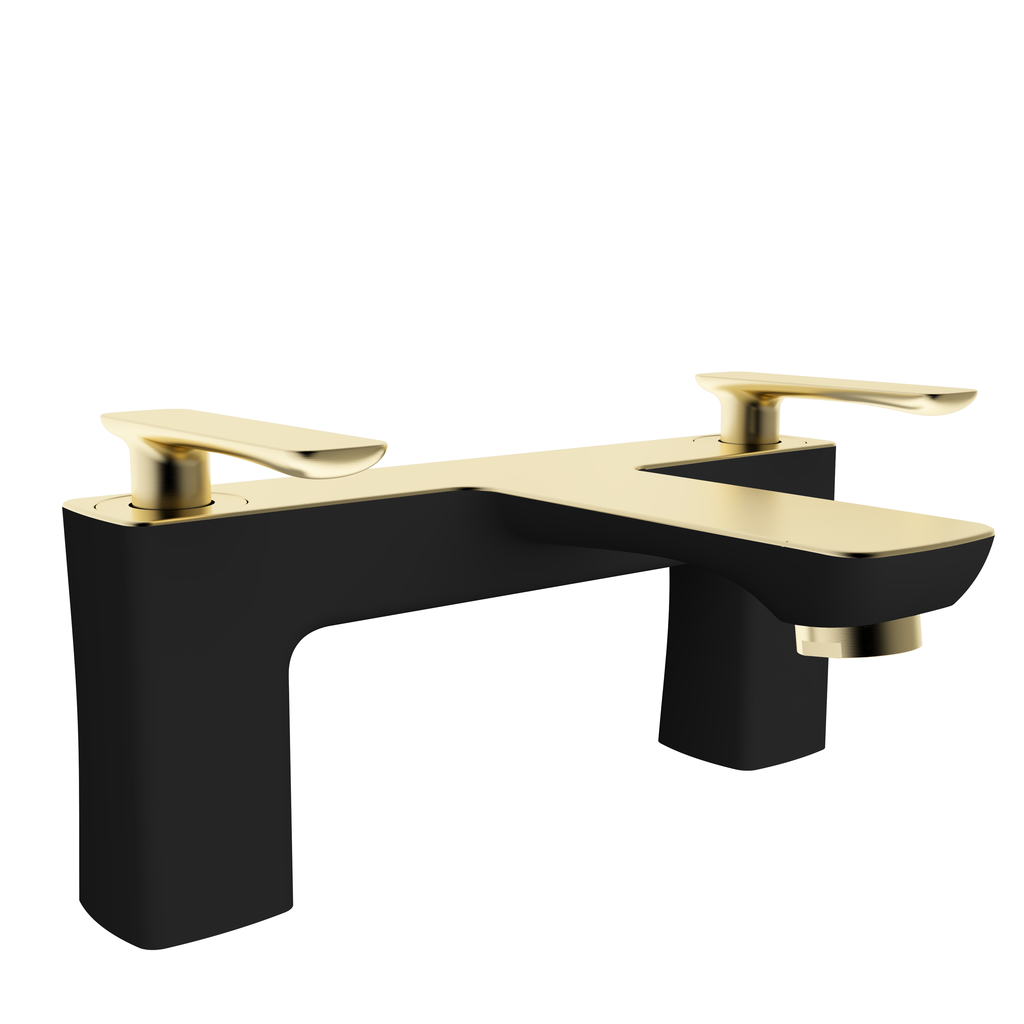 Helston Bath Filler - Matt Smooth Black/Brushed Brass