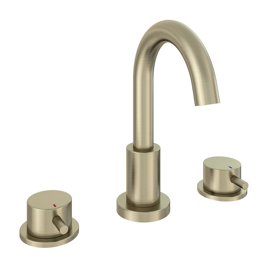 Meriden 3 Tap Hole Basin Mixer Tap Set Brushed Brass