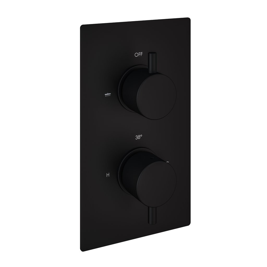 Meriden Twin Thermostatic Concealed Shower Valve - Matt Black