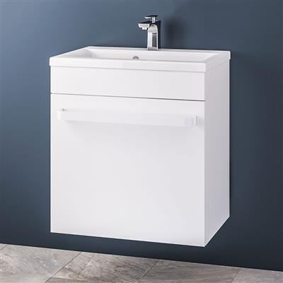 Oslo 58 wall hung unit with internal drawer High Gloss White