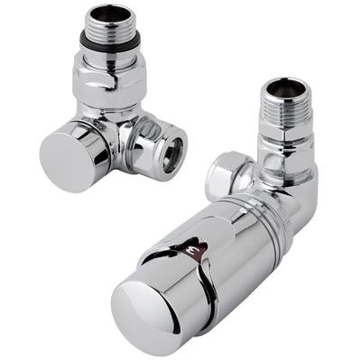 New 15mm Corner TRV & Lockshield Valve Chrome